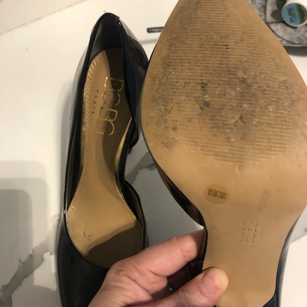 BCBG black patent d’orsay heel